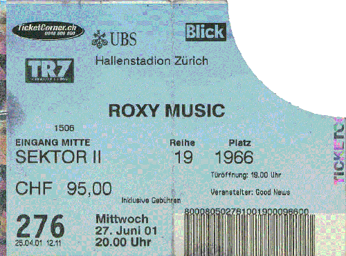 Roxy Music - Hallenstadion - Zürich